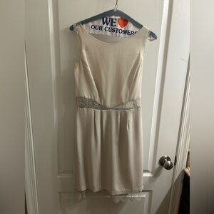 Sz 4, Cream lace BCBG Max Aria mini dress with lace back